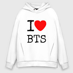 Толстовка оверсайз мужская I love BTS, цвет: белый