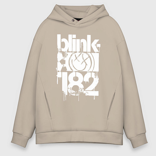 Мужское худи оверсайз Stencil white logo / Миндальный – фото 1