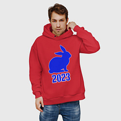 Толстовка оверсайз мужская 2023 силуэт кролика синий, цвет: красный — фото 2