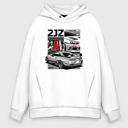 Толстовка оверсайз мужская Toyota Supra mk4 2JZ, цвет: белый