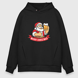 Толстовка оверсайз мужская Christmas beer, цвет: черный