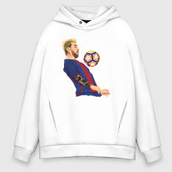 Толстовка оверсайз мужская Messi Barcelona, цвет: белый