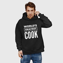 Толстовка оверсайз мужская Worlds okayest cook, цвет: черный — фото 2