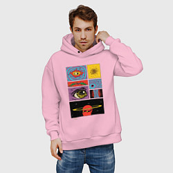 Толстовка оверсайз мужская Mind-blowing space art, цвет: светло-розовый — фото 2