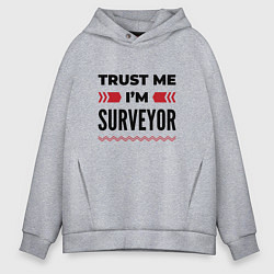 Толстовка оверсайз мужская Trust me - Im surveyor, цвет: меланж