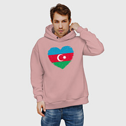 Толстовка оверсайз мужская Сердце Азербайджана, цвет: пыльно-розовый — фото 2