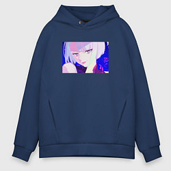 Толстовка оверсайз мужская Люси в акварельных тонах, цвет: тёмно-синий