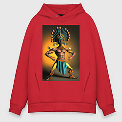 Толстовка оверсайз мужская Танцующий индеец, цвет: красный