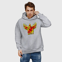 Толстовка оверсайз мужская Дота 2 - огненный феникс, цвет: меланж — фото 2