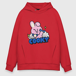 Толстовка оверсайз мужская Cooky BT21 Jungkook, цвет: красный