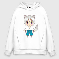 Толстовка оверсайз мужская Томоэ чиби, цвет: белый
