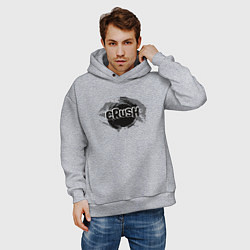 Толстовка оверсайз мужская Черная надпись: краш, цвет: меланж — фото 2