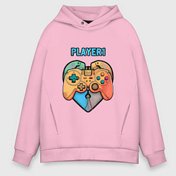 Толстовка оверсайз мужская Player 1, цвет: светло-розовый