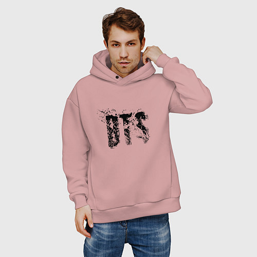 Мужское худи оверсайз BTS logo / Пыльно-розовый – фото 3