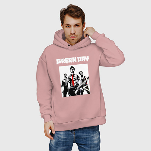 Мужское худи оверсайз Greed Day rock / Пыльно-розовый – фото 3