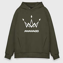 Толстовка оверсайз мужская Mamamoo white logo, цвет: хаки