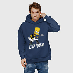Толстовка оверсайз мужская Limp Bizkit Барт Симпсон рокер, цвет: тёмно-синий — фото 2