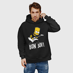 Толстовка оверсайз мужская Bon Jovi Барт Симпсон рокер, цвет: черный — фото 2