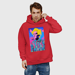 Толстовка оверсайз мужская Andy Warhol - self-portrait - pop art, цвет: красный — фото 2