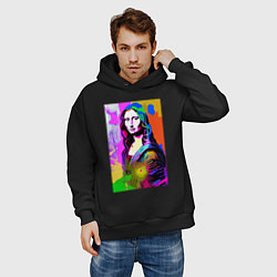 Толстовка оверсайз мужская Mona Lisa - Gioconda - pop art, цвет: черный — фото 2
