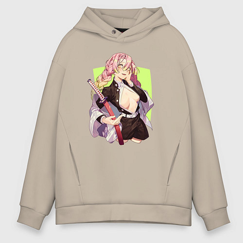Мужское худи оверсайз Mitsuri Kanroji Demon Slayer / Миндальный – фото 1