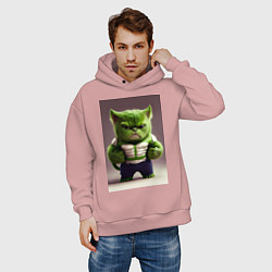 Толстовка оверсайз мужская Злой котик, цвет: пыльно-розовый — фото 2