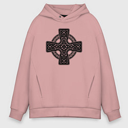 Толстовка оверсайз мужская Кельтский крест, цвет: пыльно-розовый