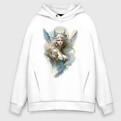 Толстовка оверсайз мужская Царевна-Лебедь ангел - нейросеть, цвет: белый