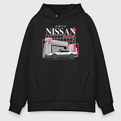 Толстовка оверсайз мужская Nissan Skyline sport, цвет: черный