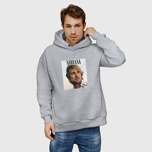 Мужское худи оверсайз Nirvana Оуэн Уилсон пародия / Меланж – фото 3