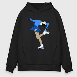 Толстовка оверсайз мужская Фигуристка на льду, цвет: черный