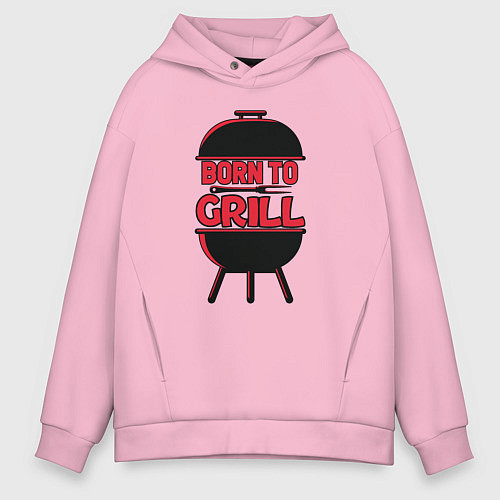 Мужское худи оверсайз Born to grill / Светло-розовый – фото 1