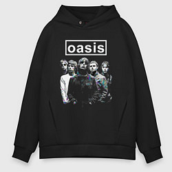 Толстовка оверсайз мужская Oasis рок группа, цвет: черный