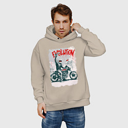 Толстовка оверсайз мужская Evolution - motorcycle, цвет: миндальный — фото 2