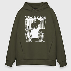 Толстовка оверсайз мужская Tichnics music, цвет: хаки