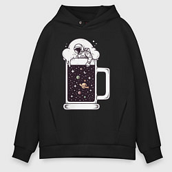 Толстовка оверсайз мужская Space beer, цвет: черный