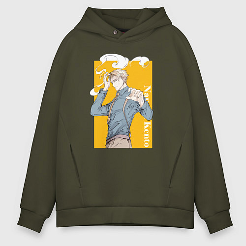 Мужское худи оверсайз Магическая битва Нанами Кенто / Хаки – фото 1