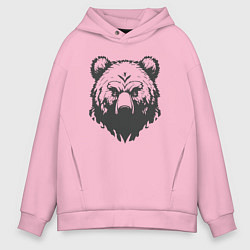 Толстовка оверсайз мужская Бурый медведь, цвет: светло-розовый