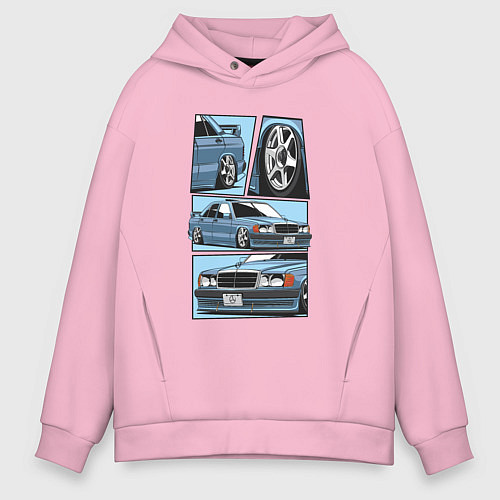 Мужское худи оверсайз Mercedes-Benz 190E V1 / Светло-розовый – фото 1