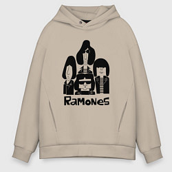 Толстовка оверсайз мужская Ramones панк рок группа, цвет: миндальный