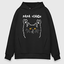 Толстовка оверсайз мужская Papa Roach rock cat, цвет: черный