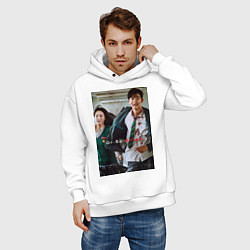 Толстовка оверсайз мужская Мы все мертвы Ли Су-Хёк и Нам- Ра, цвет: белый — фото 2