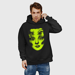 Толстовка оверсайз мужская Double lime face, цвет: черный — фото 2