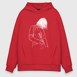 Толстовка оверсайз мужская Kurt Cobain grunge, цвет: красный