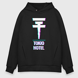Толстовка оверсайз мужская Tokio Hotel glitch rock, цвет: черный