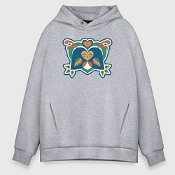 Толстовка оверсайз мужская Lovely birds, цвет: меланж