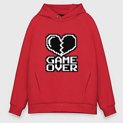 Толстовка оверсайз мужская Game Over на черном фоне, цвет: красный