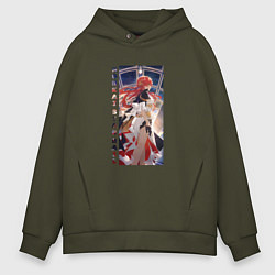 Толстовка оверсайз мужская Улыбка Химеко, цвет: хаки