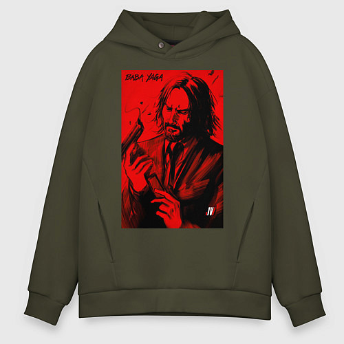 Мужское худи оверсайз John Wick Baba Yaga art / Хаки – фото 1