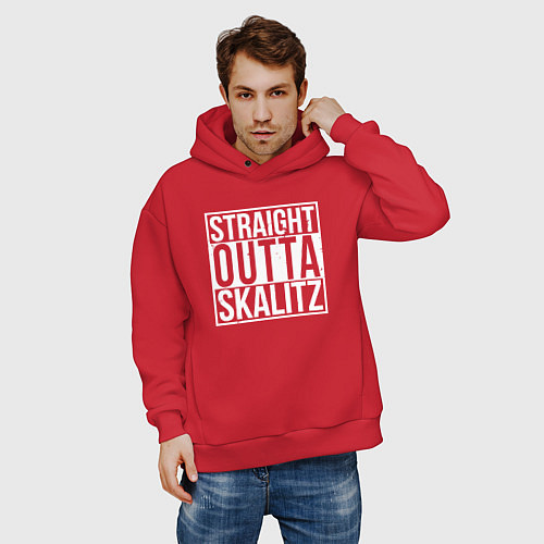 Мужское худи оверсайз Straight outta Skalitz / Красный – фото 3